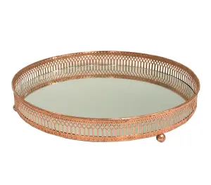 Copper Coloured Mirror Candle Plate