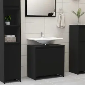 Berkfield Bathroom Cabinet Black 60x33x61 cm Engineered Wood