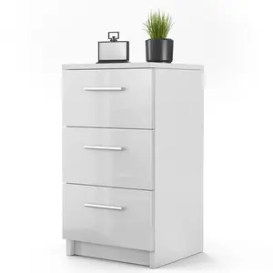 Monck 3 Drawer Bedside Table High-Gloss White