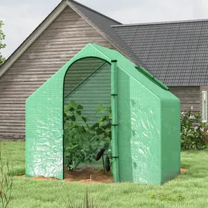 Outsunny Walk-In Portable Greenhouse Mini Grown House Steel Frame Window Green