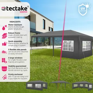Gazebo Vivara - 6 x 3 m, with 5 side panels, weather & UV-resistant - grey