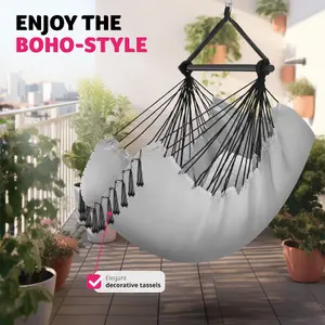 Hanging Chair Malika, Boho Style, Load Capacity 150kg - grey