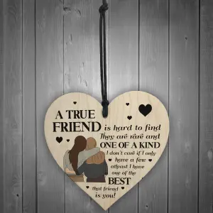 Red Ocean TRUE FRIEND Plaque Friendship Gift Friendship Sign Christmas Birthday Gift For Friend Wooden Heart