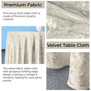 Diamond Velvet Round Tablecloth, Champagne , 70 Inch