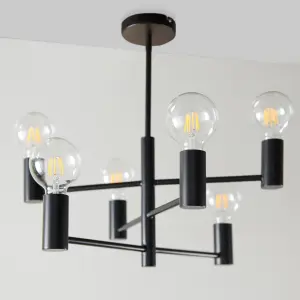 Anson Lighting Arvilla Black 6 Light Semi Flush Ceiling Fitting