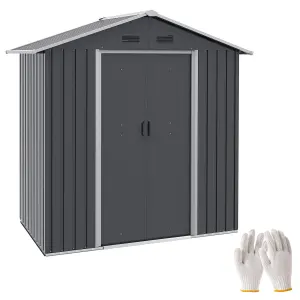 Outsunny 6.5x3.5ft Metal Garden Shed for Garden and Outdoor Storage, Dark Grey