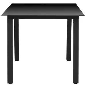 Berkfield Garden Table Black 80x80x74 cm Aluminium and Glass