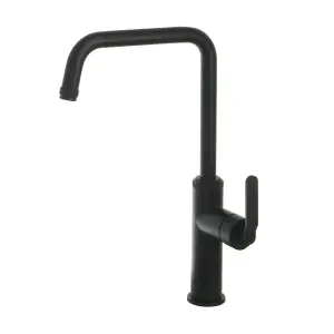 Decor Matt Black Single Lever Kitchen Sink Mixer Tap Knurled Handle