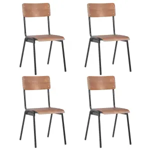 Berkfield Dining Chairs 4 pcs Brown Solid Plywood Steel