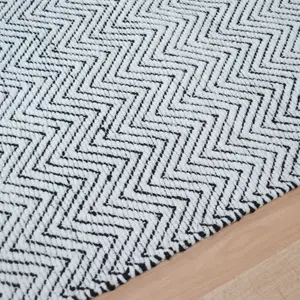 Black/White Classic Abstract Modern Handmade Easy to Clean Rug For Dining Room Bedroom LivingRoom-66 X 200cm (Runner)