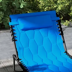 Outsunny Foldable Sun Lounger Set, 2 Pieces Sun Lounger w/ Padded Seat Blue