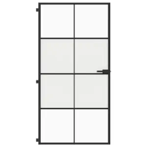 Berkfield Interior Door Slim Black 102.5x201.5 cm Tempered Glass and Aluminium