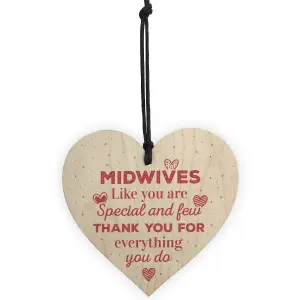 Red Ocean Handmade Midwife Nurse Gift Wooden Hanging Heart Plaque Sign Thank You Baby Birth Newborn Gift