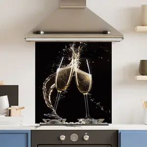 Premium 70x75cm 6mm Glass Champagne Flute Kitchen Splashback Toughened