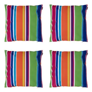 Veeva Indoor Outdoor Cushion Set of 4 Technicolour Stripe Water Resistant Cushions