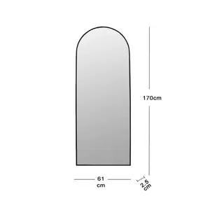 Salma Metal Flat Mirror Matte Black / 170cm H x 61cm W