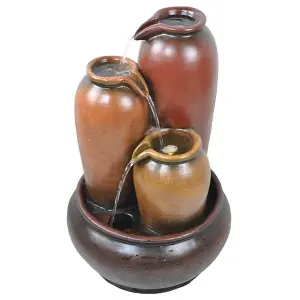 3 Pouring Urns Traditional Mains Plugin Powered Water Feature