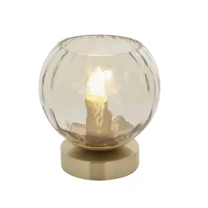 Table Lamp - Satin Brass Plate & Champagne Lustre Glass - 25W E14 golf