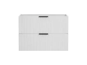 Bathroom Vanity Unit 800mm Ribbed Textured White Modern Wall Hung Floating Cabinet Adel