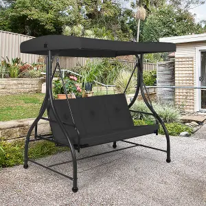 Costway Garden Patio Swing Chair 3 Seater Hammock Bench Convertible Canopy Cushion Seats