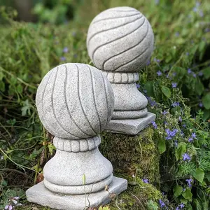 Pair Of Stone Ball Pillar Tops