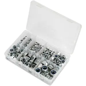 Comprehensive 255 Piece Nylon Locknut Set - M4 to M16 in Partitioned Storage Box