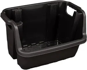 3 x Large Black Open Fronted Black Plastic Stacking Crates For Order Picking, Industrial, Garage  & Kitchen