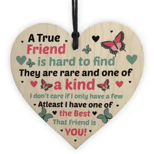 True Friendship Sign Best Friend Plaque Gift Shabby Chic Wood Heart Thank You Gift