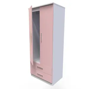 Harrow 2 Door 2 Drawer Wardrobe in Kobe Pink & White (Ready Assembled)