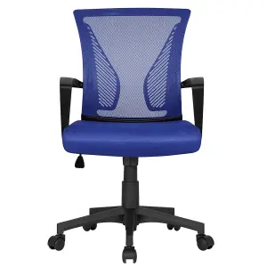 Yaheetech Ergonomic Mesh Office Chair with Mid-Back 360 Degree Rolling Casters Height Adjustable - Blue