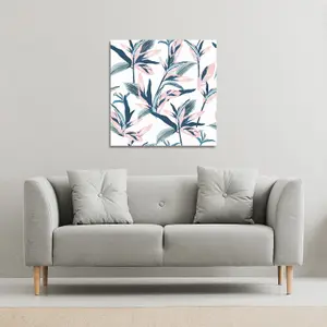 Winter Pink & Blue Flowers (Canvas Print) / 61 x 61 x 4cm