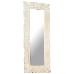 Berkfield Mirror White 110x50 cm Solid Mango Wood