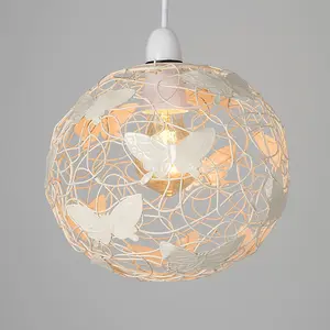 ValueLights Lattice Modern Cream Butterfly Wire Frame Globe Ceiling Pendant Light Shade