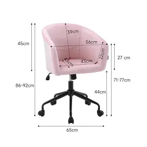 Pink Velvet Swivel Ergonomic Home Office Chair