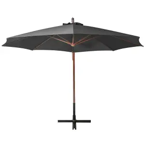 Berkfield Hanging Parasol with Pole Anthracite 3.5x2.9 m Solid Fir Wood