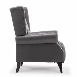 Faux Leather Suede Grey Sandringham Accent Wingback Chair