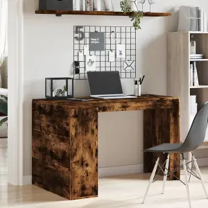 Berkfield Office Desk Smoked Oak 123.5x73.5x75 cm Engineered Wood