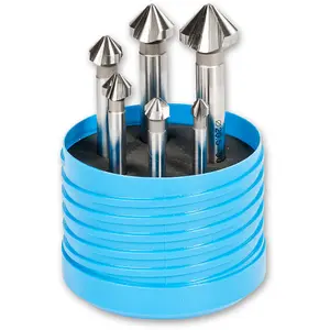 Axminster Workshop 6 Piece HSS 3 Flute Countersink Set