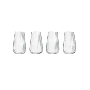 Luigi Bormioli Optica Clear Round Crystal Dishwasher Safe Stemless Hi-Ball Glasses Set 570ml Pack of 4