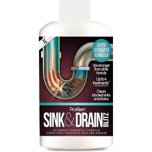 1L of Pro-Kleen Sink & Drain Blitz - Plughole, Sink & Drain Unblocker - Super Strength Formula