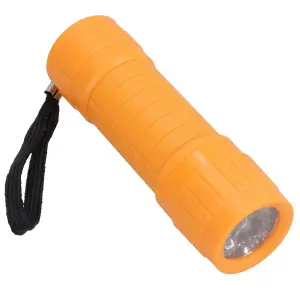 9 LED Black Torch Light Mini Flashlight Camping Hiking Rubber Case