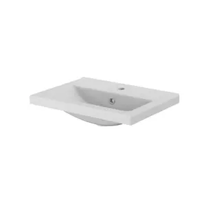 GoodHome Nira Gloss White Rectangular Vanity Basin (W)50cm