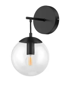 GoodHome Dacite Ball Matt Black Paint effect Wired LED Wall light