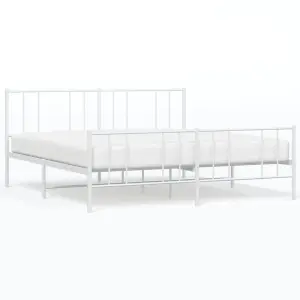 Berkfield Metal Bed Frame with Headboard and Footboard White 180x200 cm 6FT Super King