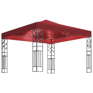 Berkfield Gazebo with LED String Lights 3x3 m Wine Red