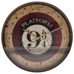 Harry Potter Platform 9 3/4 Wall Clock Beige/Burgundy (One Size)