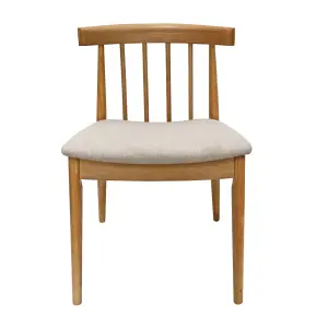 Goran Dining Chair Oak Frame Beige Seat (Pair in a Box)