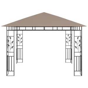 Berkfield Gazebo with Mosquito Net&LED String Lights 3x3x2.73 m Taupe