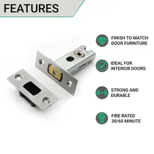 EAI Tubular Bathroom Deadbolt - 64mm Case - 44mm Backset - Satin Chrome