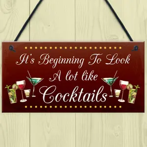 Red Ocean Funny Christmas Sign For Home Bar Man Cave Bar Sign Gin Gifts